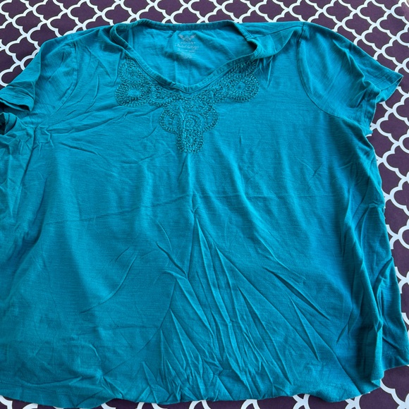 Faded Glory Tops - Faded Glory Cotton Turquoise short sleeve Tee